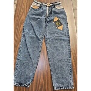 Vintage Womens Novin Jeans Size 29 Blue Medium Wash Patches 90's